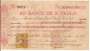 CHEQUE BANCO DE PIRACICABA  AG. MATRIZ 1892 RARO
